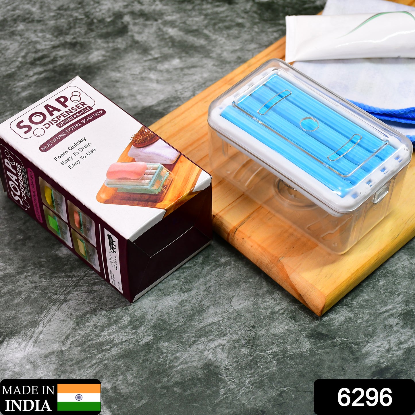 6296 2-in-1 Portable Soap Dish Soap Dispenser With Roller And Drain Holes Multifunctional Soap Holder Foaming Soap Bar Box For Home Kitchen Bathroom - Springkart 