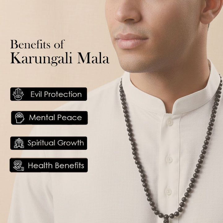 8mm Govt. Certified Karungali Mala with Copper Capping