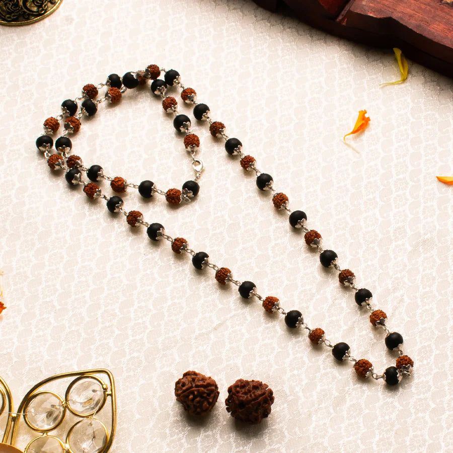 Divya Raksha Combo - Rudraksha karungali Mala with Free 7 Mukhi Rudraksha Bracelet