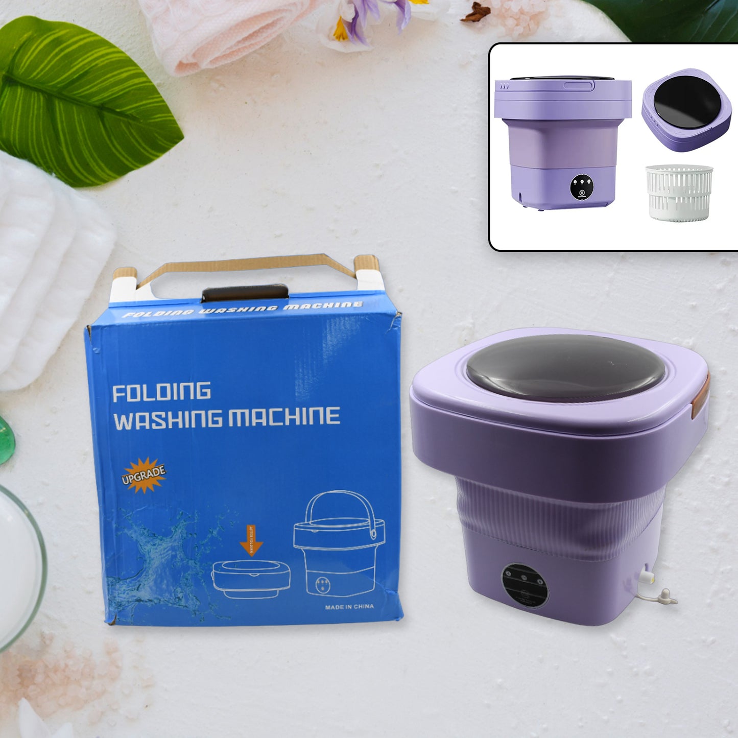 7272 Mini Washing Machine Foldable Mini Washer With Drain Basket Portable Washing Machine Foldable For Laundry Travel Camping Rv Baby Clothes - Springkart 