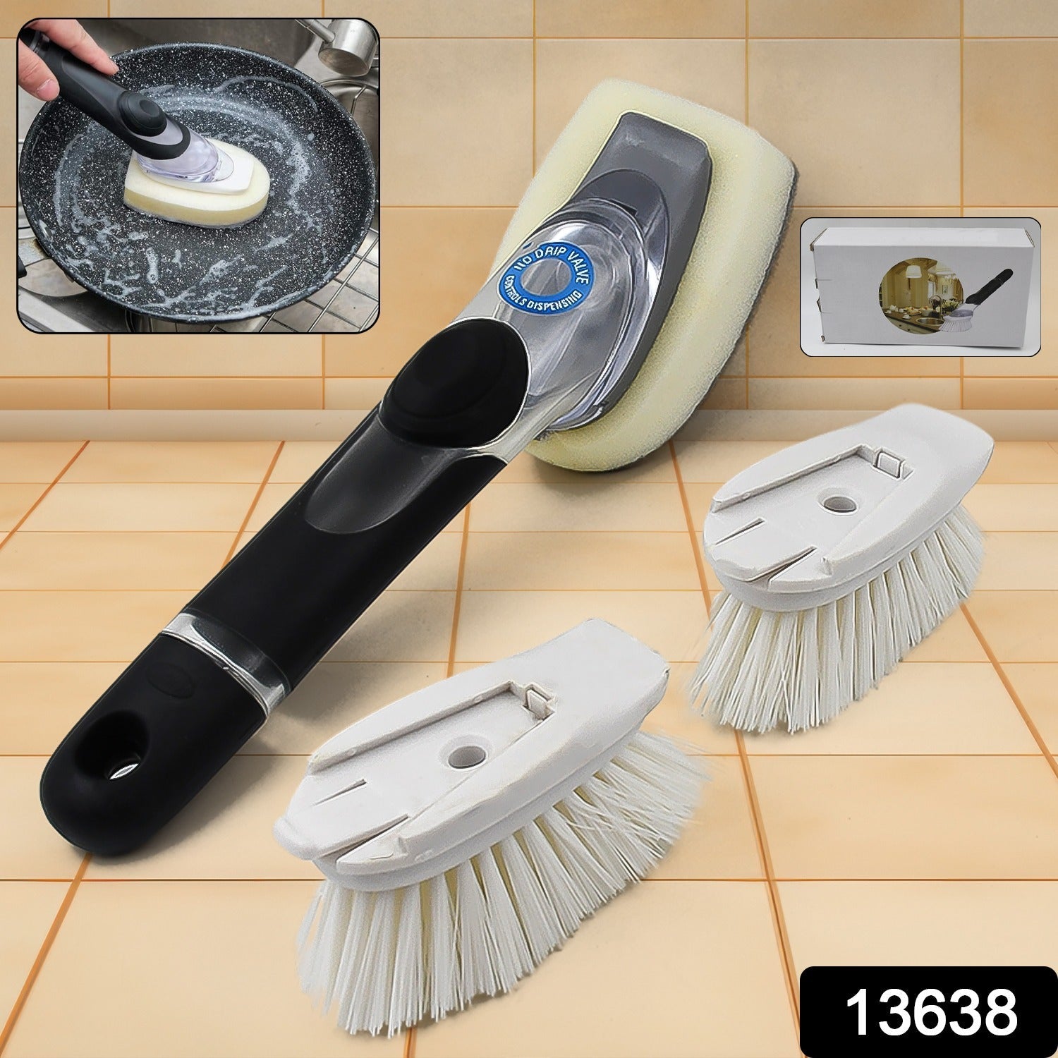 Dish Scrubber With Soap Dispenser Soap Dispensing Dish Brush Set (1 Set) - Springkart 