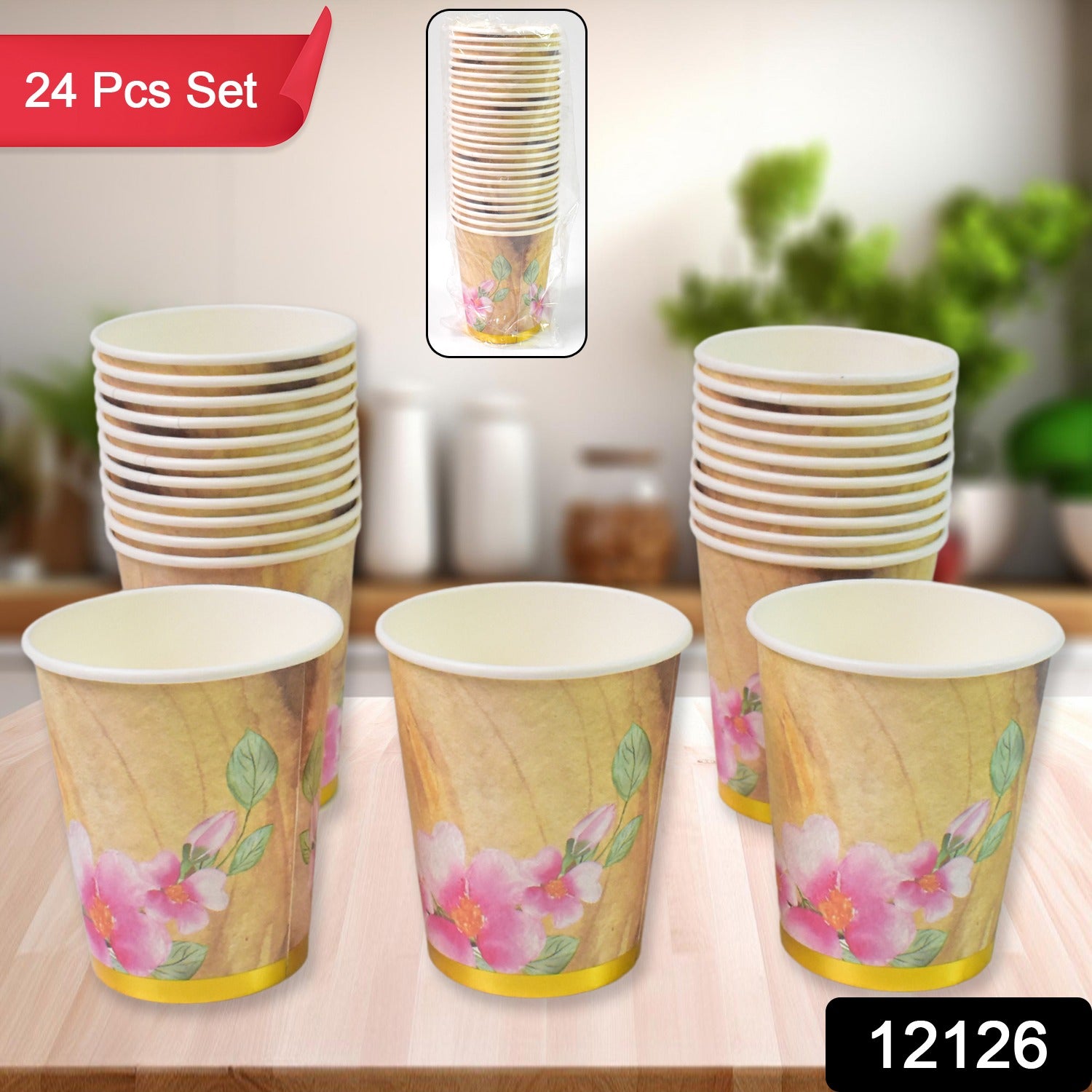 Disposable Paper Cups Disposable Tea Coffee Cups (24 Pcs Set Mix Color Design) - Springkart 