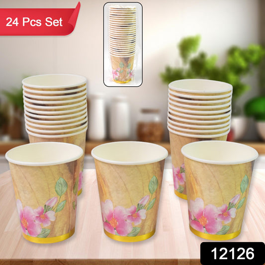 Disposable Paper Cups Disposable Tea Coffee Cups (24 Pcs Set Mix Color Design) - Springkart 