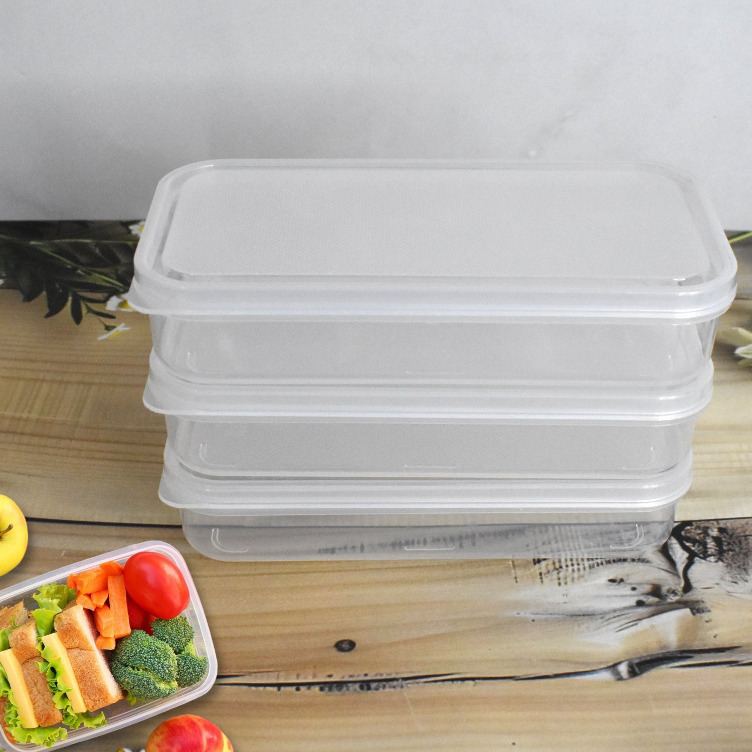 Plastic Square Lunch Box Kitchen Containers Set (3 Pcs Set) - Springkart 