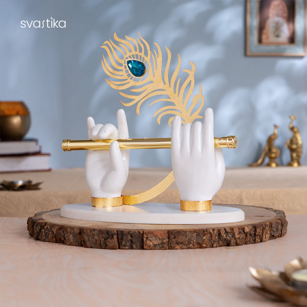 Car Dashboard Idols-Lord Krishna hand with flute idol