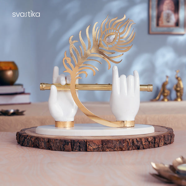 Car Dashboard Idols-Lord Krishna hand with flute idol