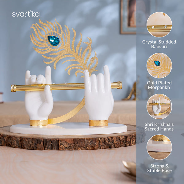 Car Dashboard Idols-Lord Krishna hand with flute idol