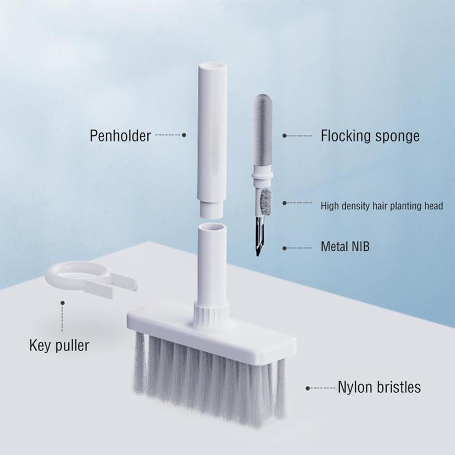 6251 5in1 Multi-function Soft Dust Clean Bush For Computer Cleaning With Corner Gap Duster Keycap Puller Remover For Gamer Pc - Springkart 
