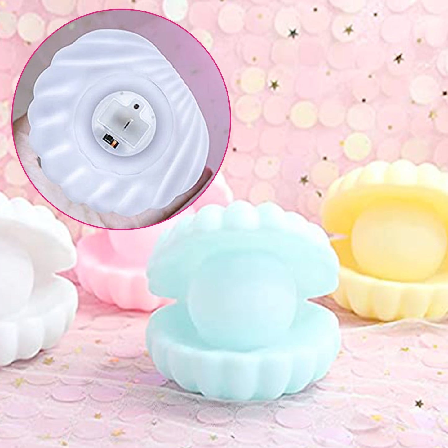 Pearl Shell Night Lamp Decorate Desk Lights Nursery Toy Lamp Led Pearl Shell Night Lights For Bedroom & Home - Springkart 