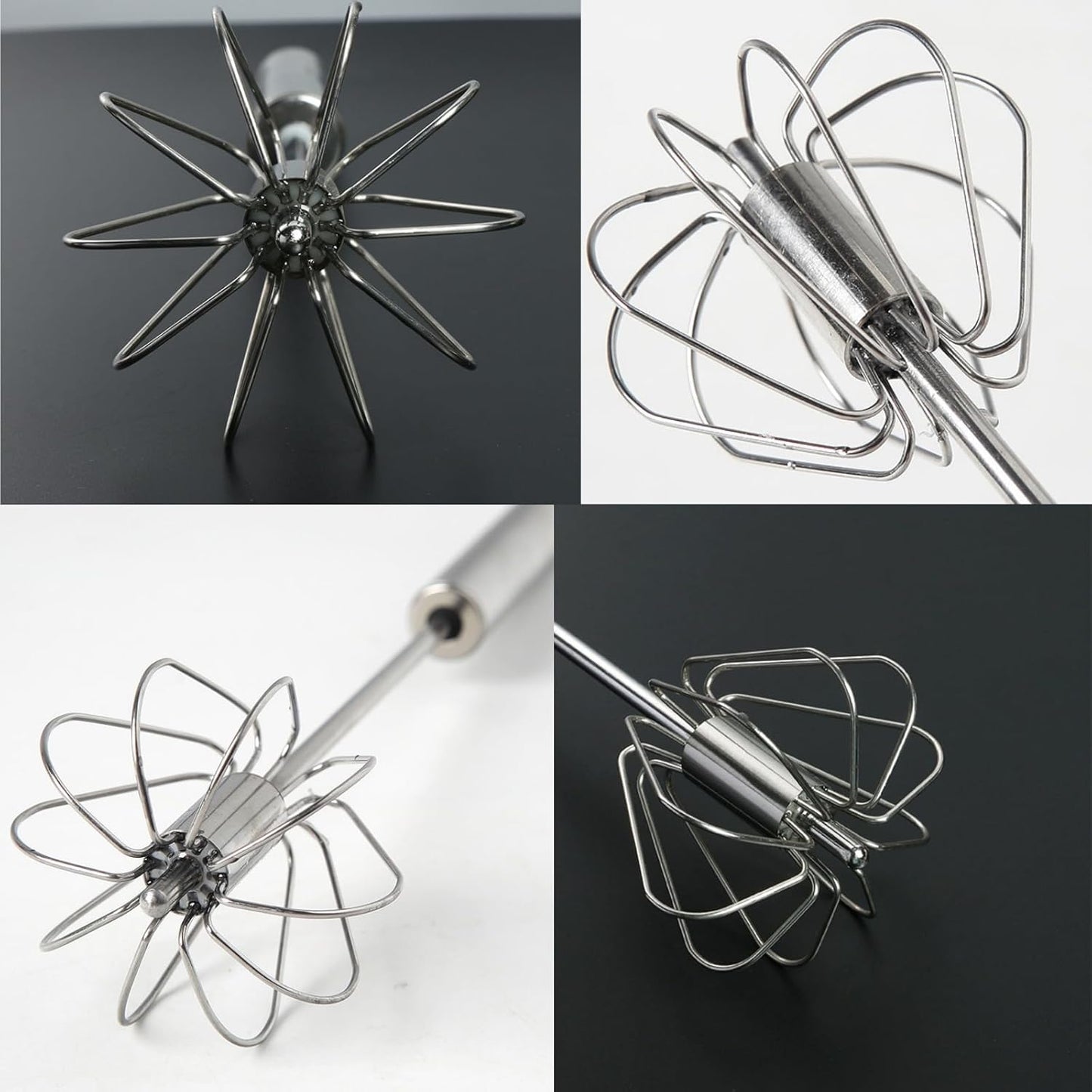 Big Stainless Steel Egg Whisk Hand Push Rotary Whisk Blender (1 Pc 35 Cm) - Springkart 