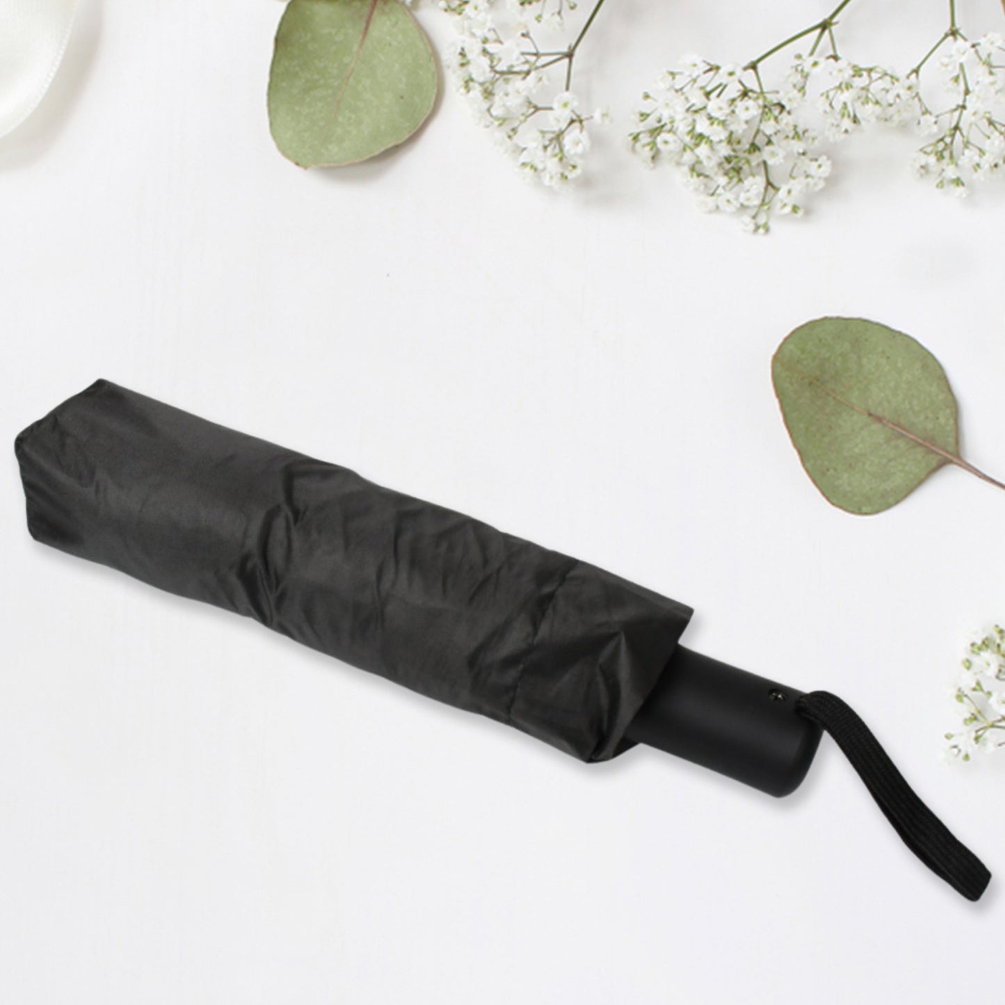 12744 2 Fold Manual Open Umbrella Windproof Sunproof Rainproof With Sturdy Steel Shaft Wrist Straps Easy To Hold Carry Umbrella For Women Men Kids - Springkart 