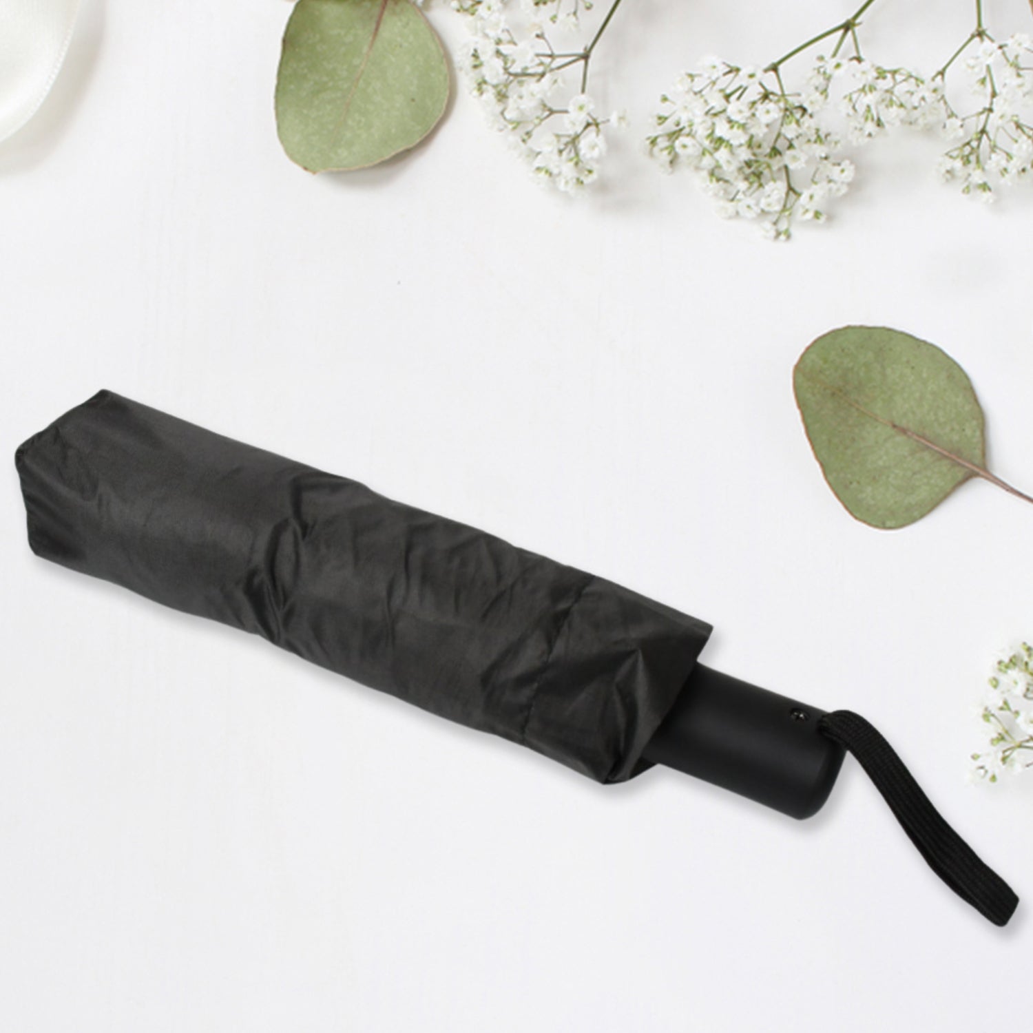 12744 2 Fold Manual Open Umbrella Windproof Sunproof Rainproof With Sturdy Steel Shaft Wrist Straps Easy To Hold Carry Umbrella For Women Men Kids - Springkart 