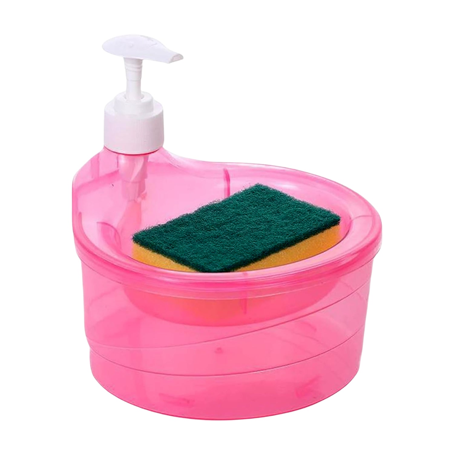 12589 Double Layer Liquid Soap Dispenser With Pump And Sponge Practical For Hotel Sink Clear Soap Dispensing Liquid Pump Bottle For Home Kitchen Rectangle ( 2 In 1 ) - Springkart 