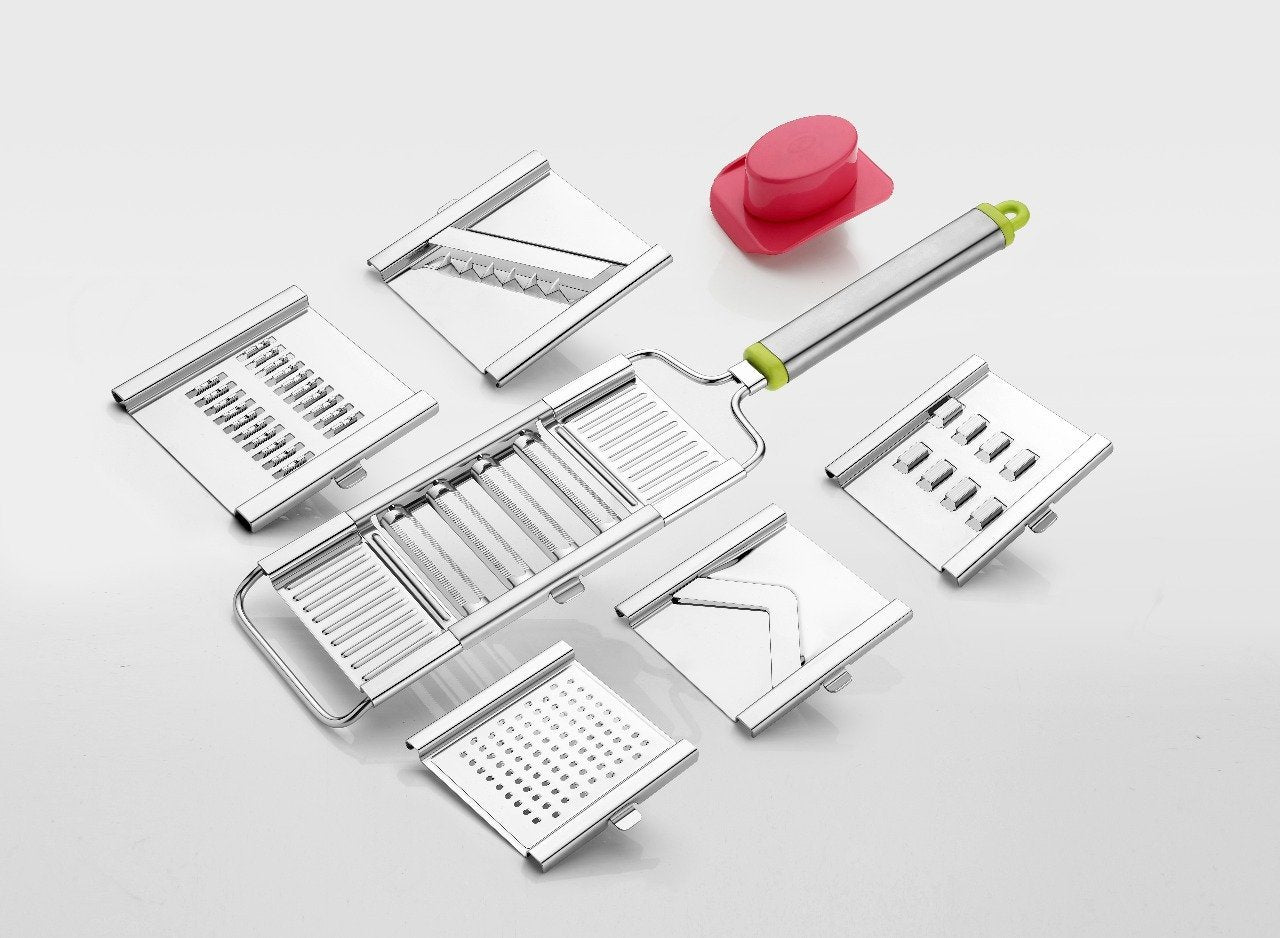 2142 6 In 1 Stainless Steel Kitchen Chips Chopper Cutter Slicer And Grater With Handle - Springkart 