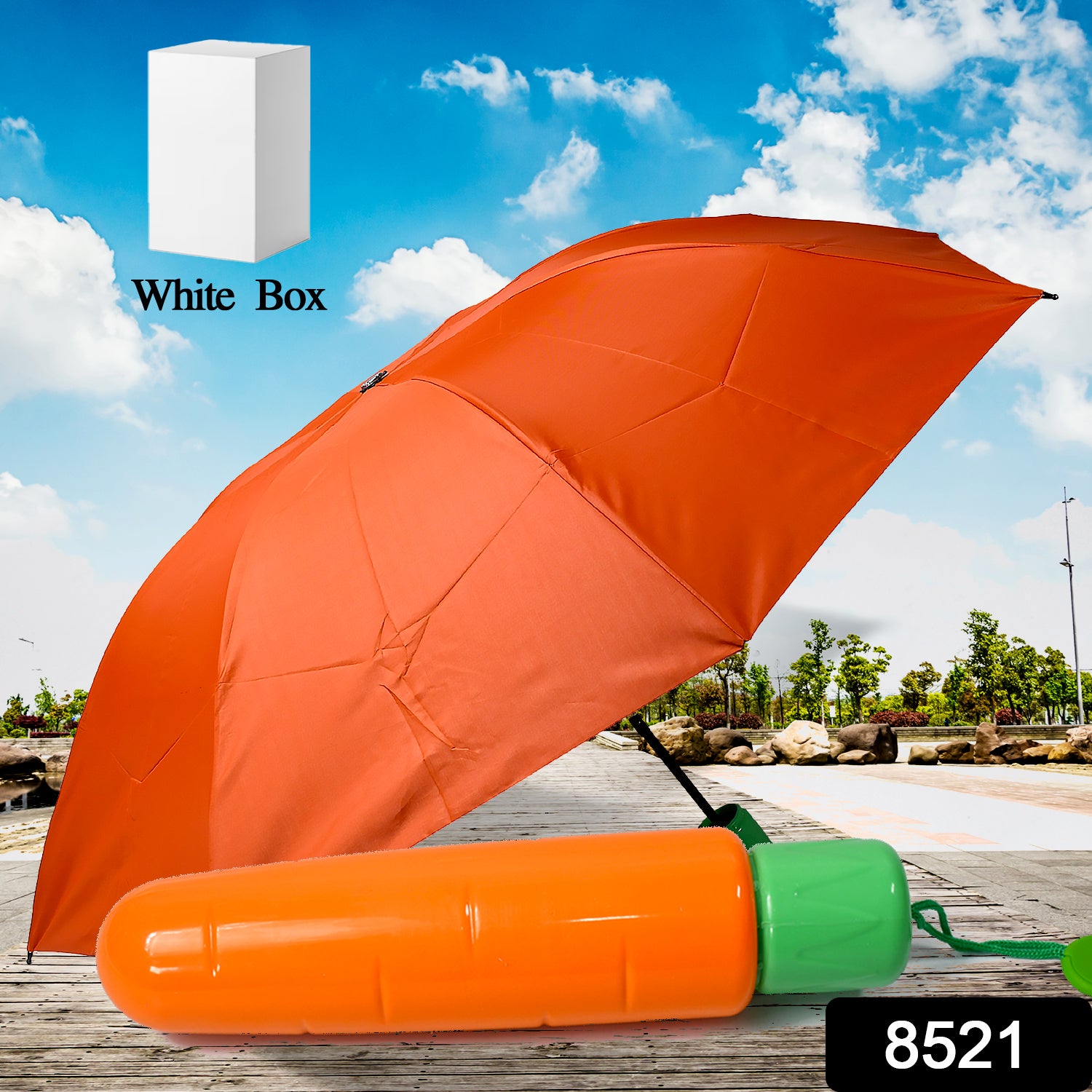 8521 Vegetable Shaped Folding Umbrella Plastic Case Creative Fashion Folding Mini Sun Shade Rain Umbrella Unique Umbrella Sun Uv Protection Cute Design (1 Pc) - Springkart 
