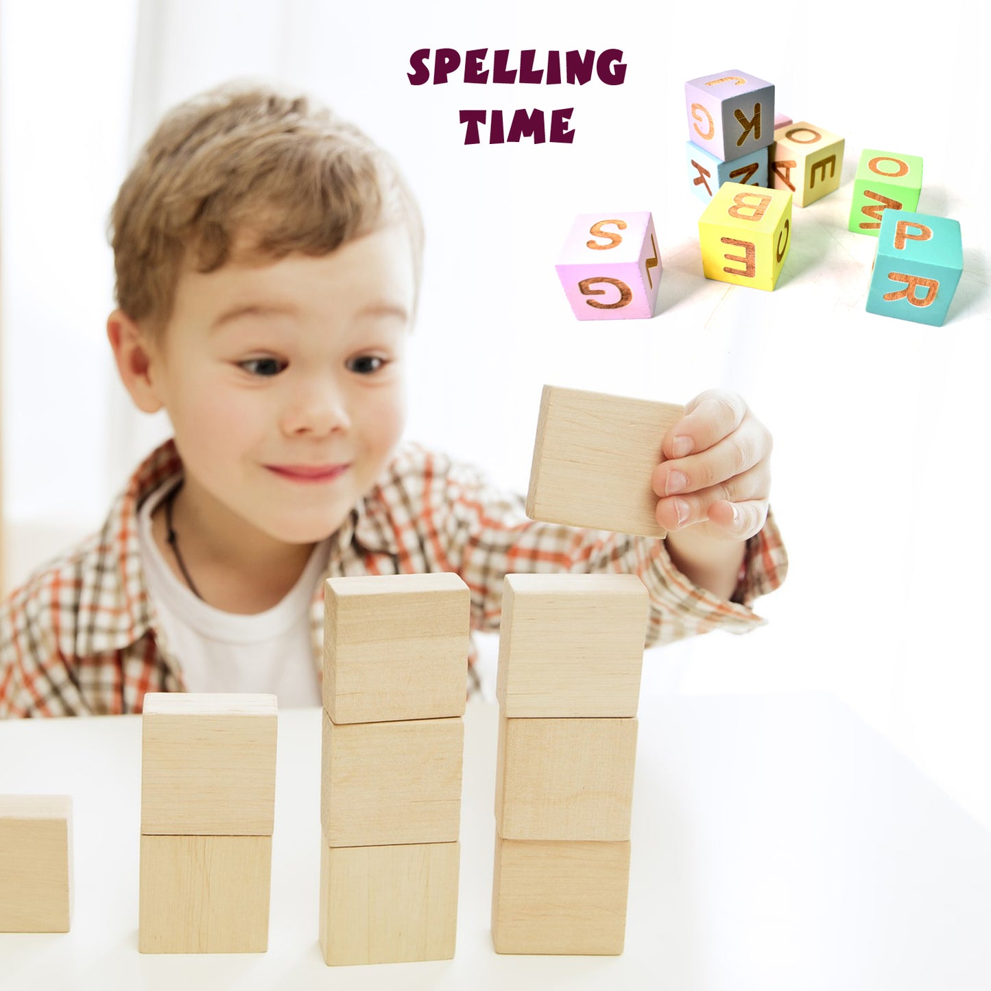 Alphabet Puzzle Spelling Reading Words (26 Flash Cards 8 Woodenblock) - Springkart 