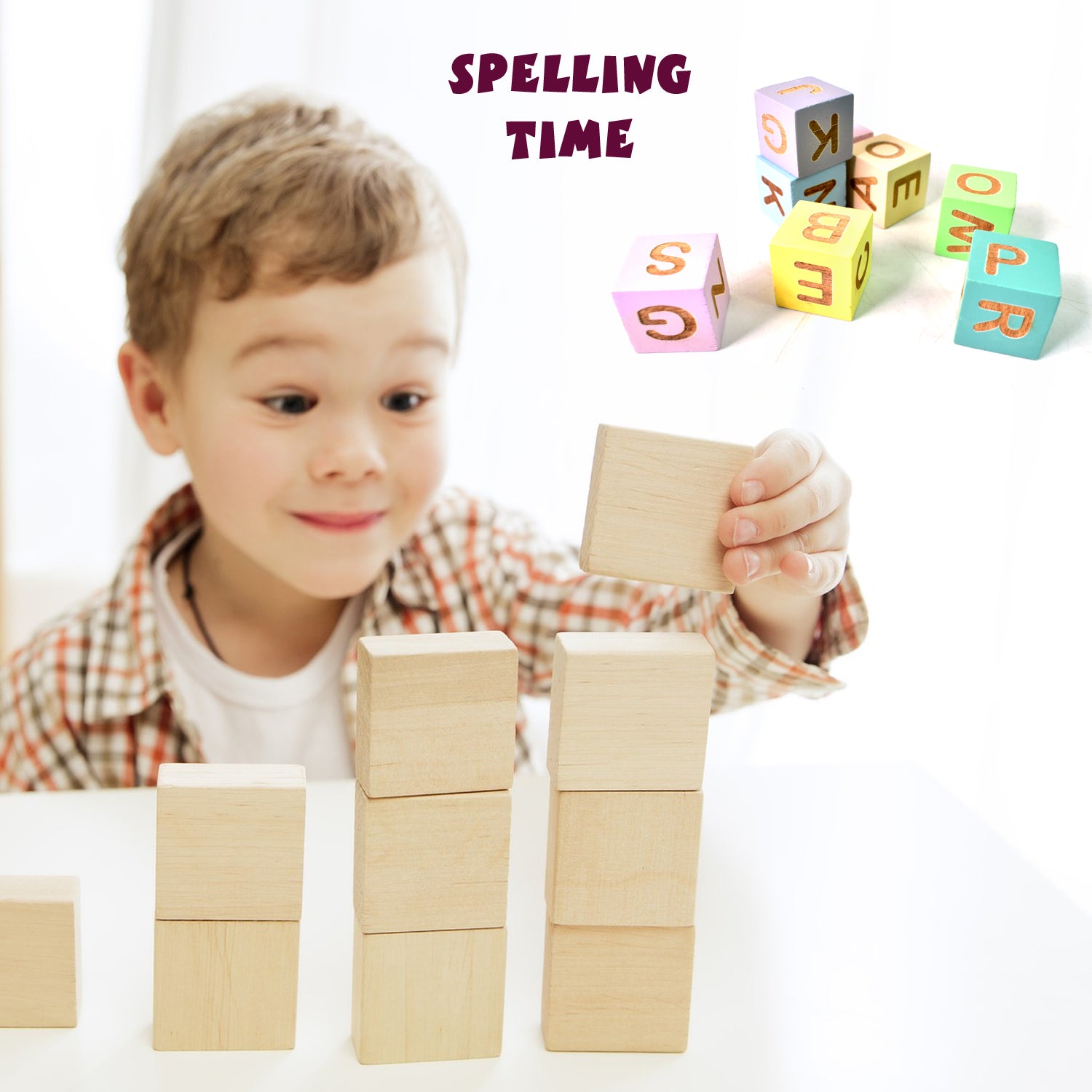 Alphabet Puzzle Spelling Reading Words (26 Flash Cards 8 Woodenblock) - Springkart 