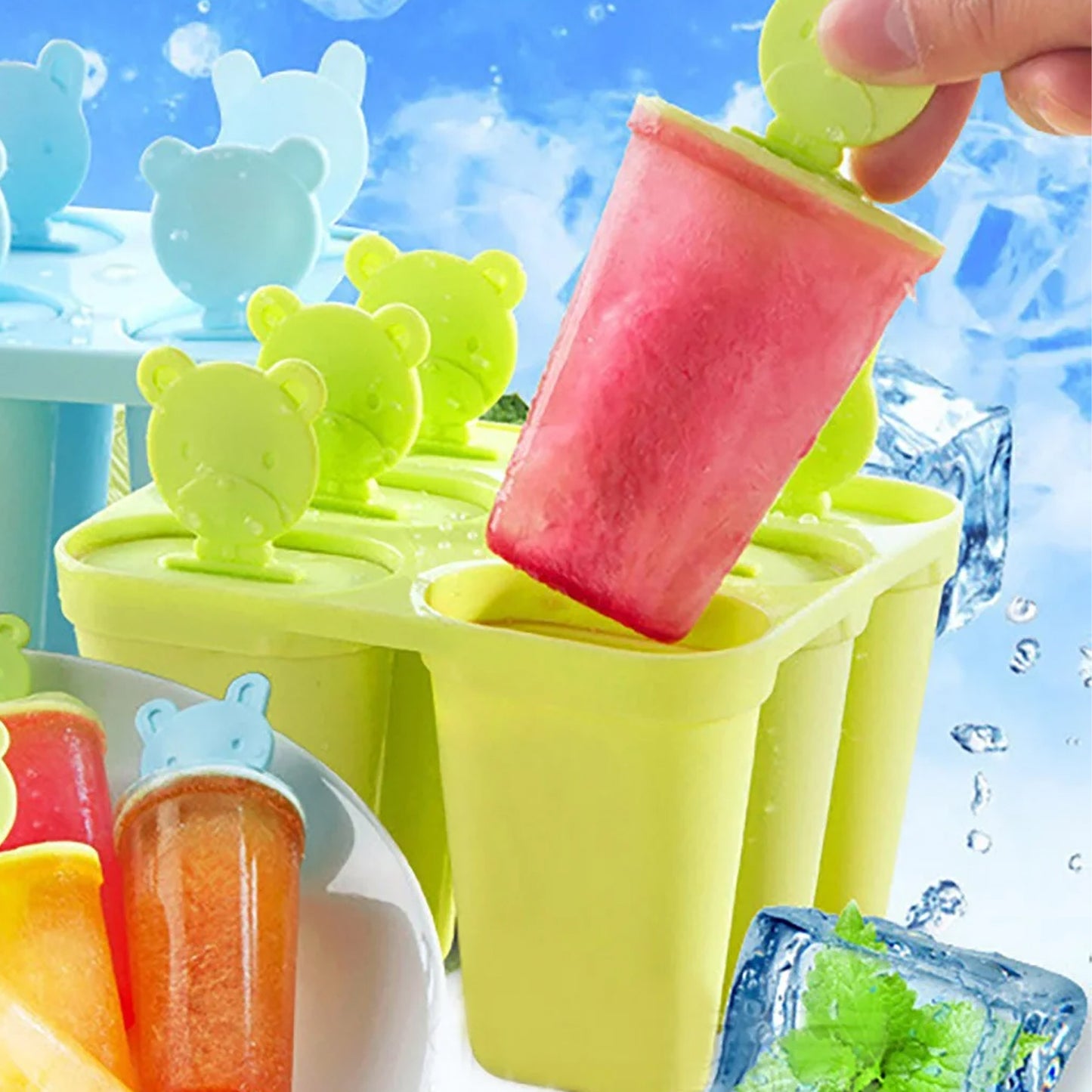 Plastic 6 Grid  Compartment Popsicle Ice Cream Mold (1 Pc)