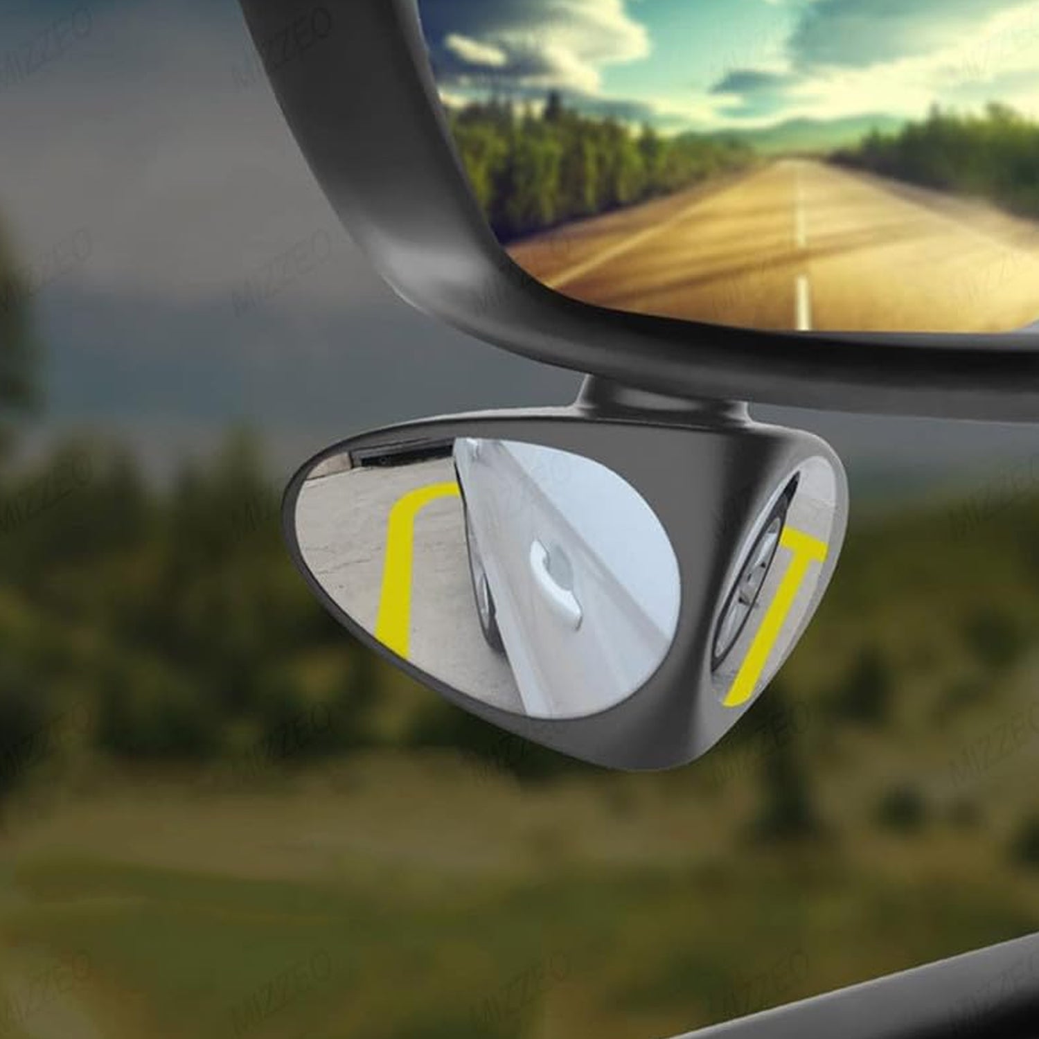 2 In 1 Car Blind Spot Mirror 360 Rotation Adjustable Hd Glass (1 Pc) - Springkart 