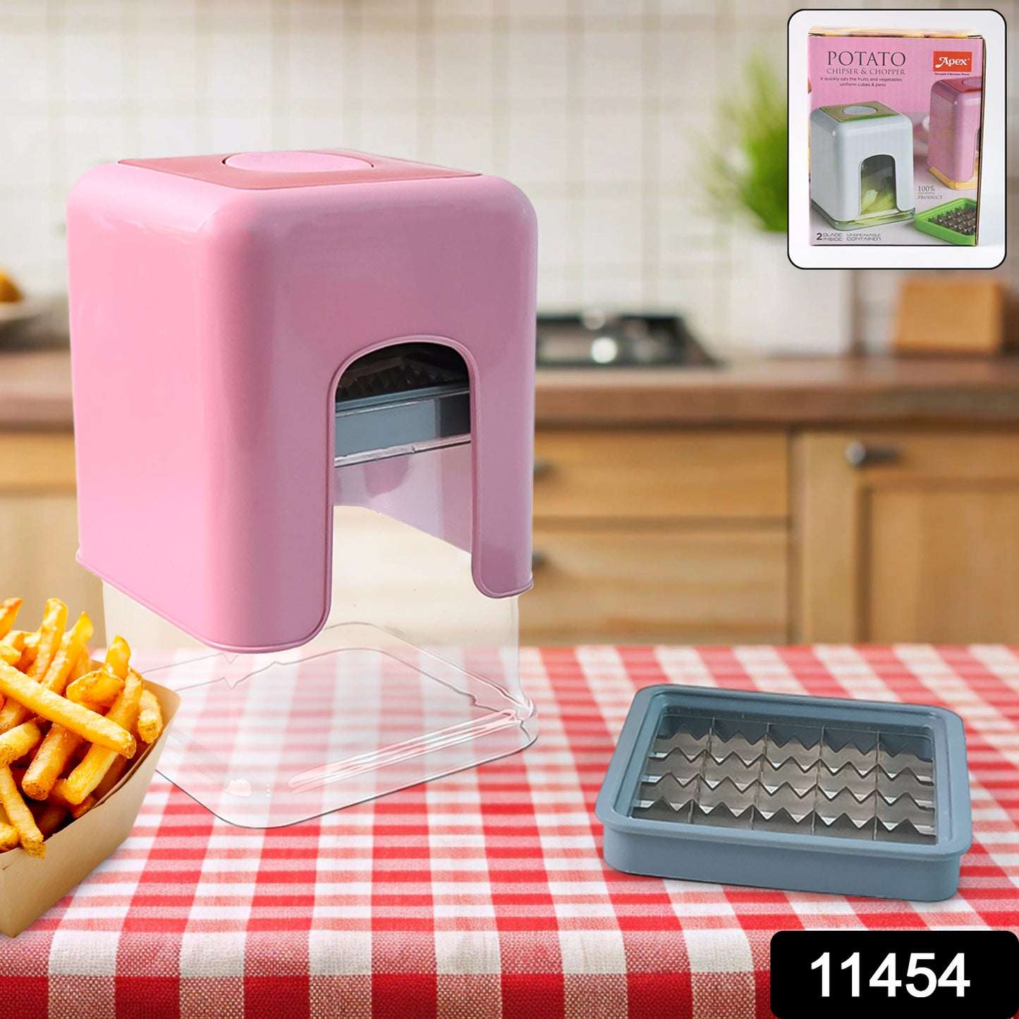 Apex Heavy Duty Potato Chipser Vegetable Chopper With Dual Blade Set - Springkart 