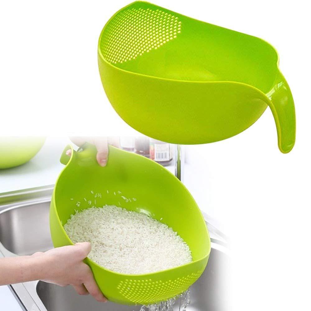 2068 Plastic Rice Bowlfood Strainer Thick Drain Basket With Handle For Rice Vegetable Fruit (Set Of 3pcs) - Springkart 
