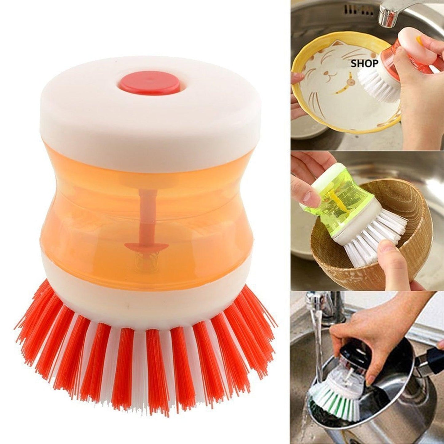 0159a Cleaning Brush With Liquid Soap Dispenser - Springkart 