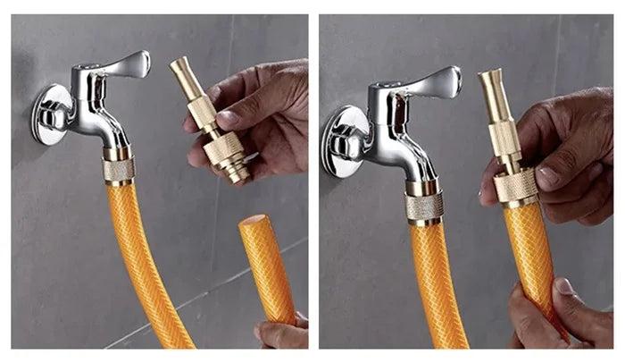 High Pressure Multiuse Water Spray Copper Gun, Adjustable Copper Spray Nozzle Water Pressure Booster, Water Spray Gun for Car Wash & Gardening Water Pressure Nozzle