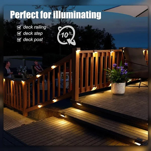 4pcs LED Solar Deck Light, Solar Lights for Pool, Stairs Step and Pathway, Weatherproof LED Deck Lights Solar Powered Outdoor Lights