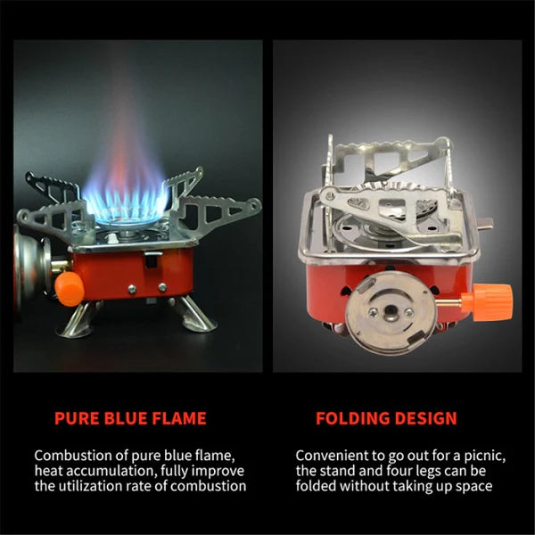 Mini Portable Outdoor Gas Stove, Butane Gas Burner For Outdoor Camping, Hiking, Picnic, Mini gas stove, Stainless Steel body, Folding Furnace, Camping Equipment - Springkart 