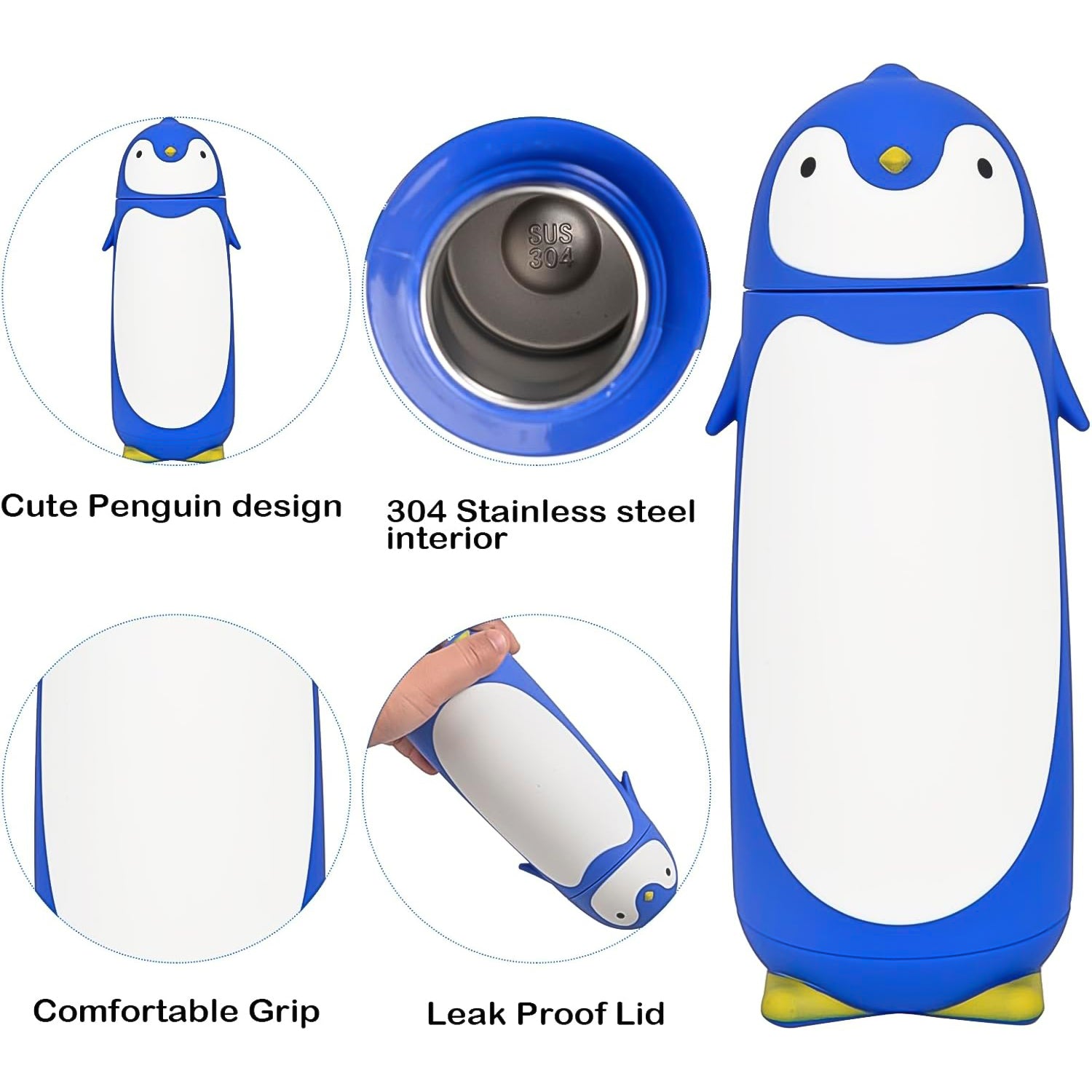 Penguin Water Bottle Penguin Cartoon Water Bottle Funny Travel Mug Insulated Inner Glass Vacuum Water Bottle - Springkart 