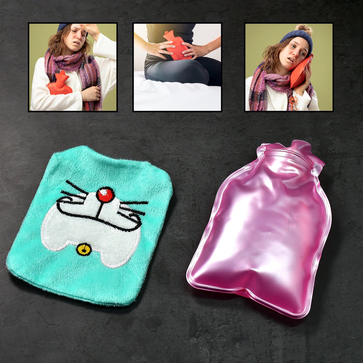 6529 Doremon Cartoon Small Hot Water Bag With Cover For Pain Relief Neck Shoulder Pain And Hand Feet Warmer Menstrual Cramps. - Springkart 