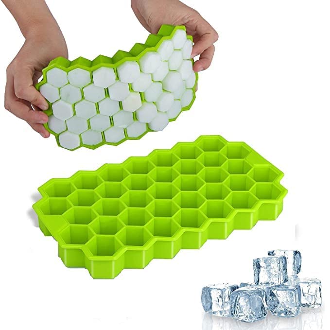 Flexible Silicone Honeycomb Design 37 Cavity Ice Cube Moulds Trays Small Cubes For Whiskey Tray For Fridge (Multicolor)