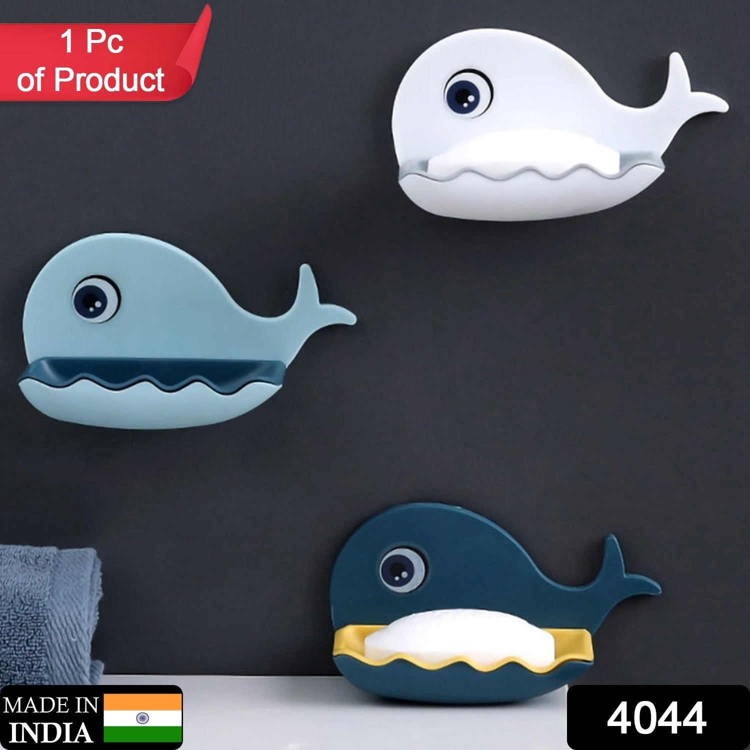 4044 Fish Shape Double Layer Adhesive Waterproof Wall Mounted Soap Bar Holder Stand Rack For Bathroom Shower Wall Kitchen - Springkart 
