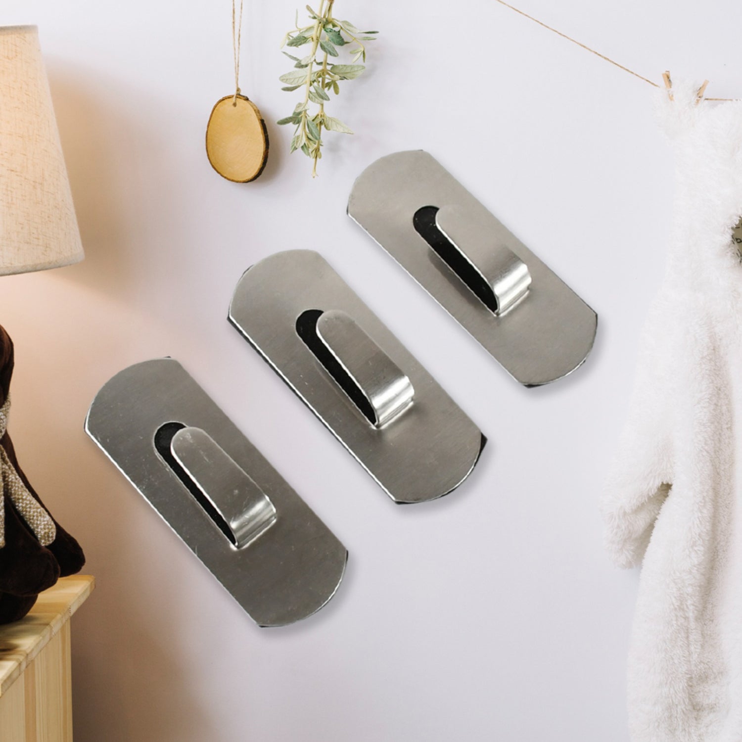 Self- Adhesive Hooks Heavy Duty Wall Hooks Hangers Stainless Steel Waterproof Sticky Hooks For Hanging Robe Coat Towel Kitchen Bathroom And. - Springkart 