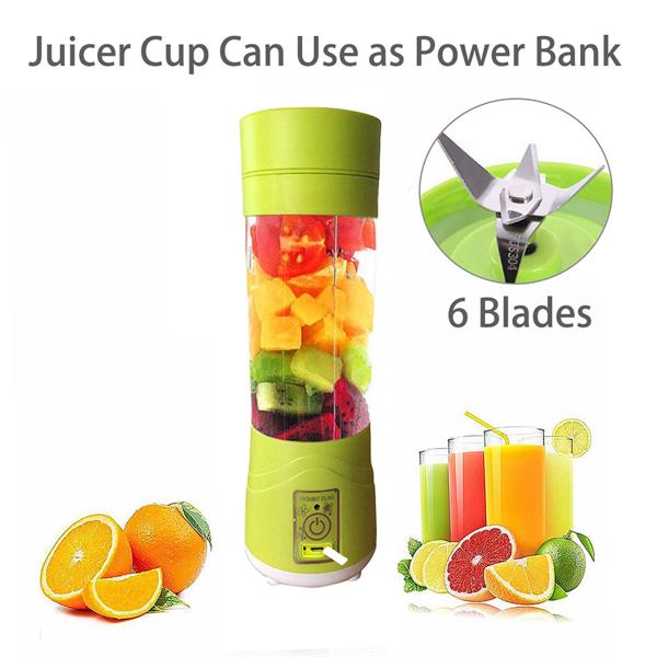 Multi-Purpose Portable USB Electric Juicer 6-Blades, Protein Shaker, Blender Mixer Cup (380 ML) - Springkart 