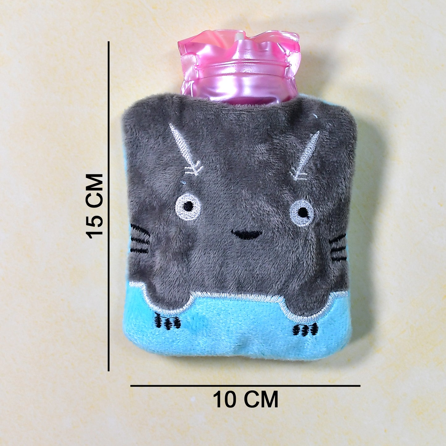 6528 Grey Cat Print Small Hot Water Bag With Cover For Pain Relief Neck Shoulder Pain And Hand Feet Warmer Menstrual Cramps. - Springkart 