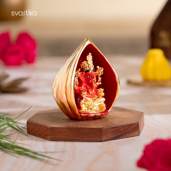 Car Dashboard Idols - Modak Ganesha Murti Gold Plated
