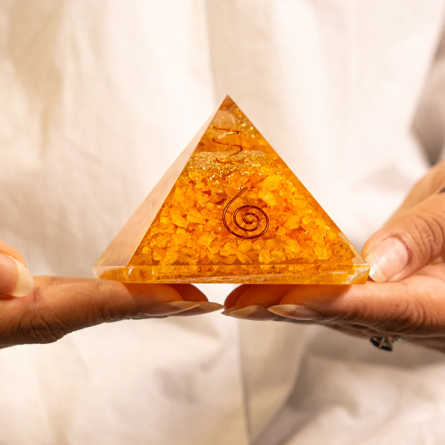 Vyapar Vriddhi Yantra on Pyrite Frame with FREE Citrine Pyramid