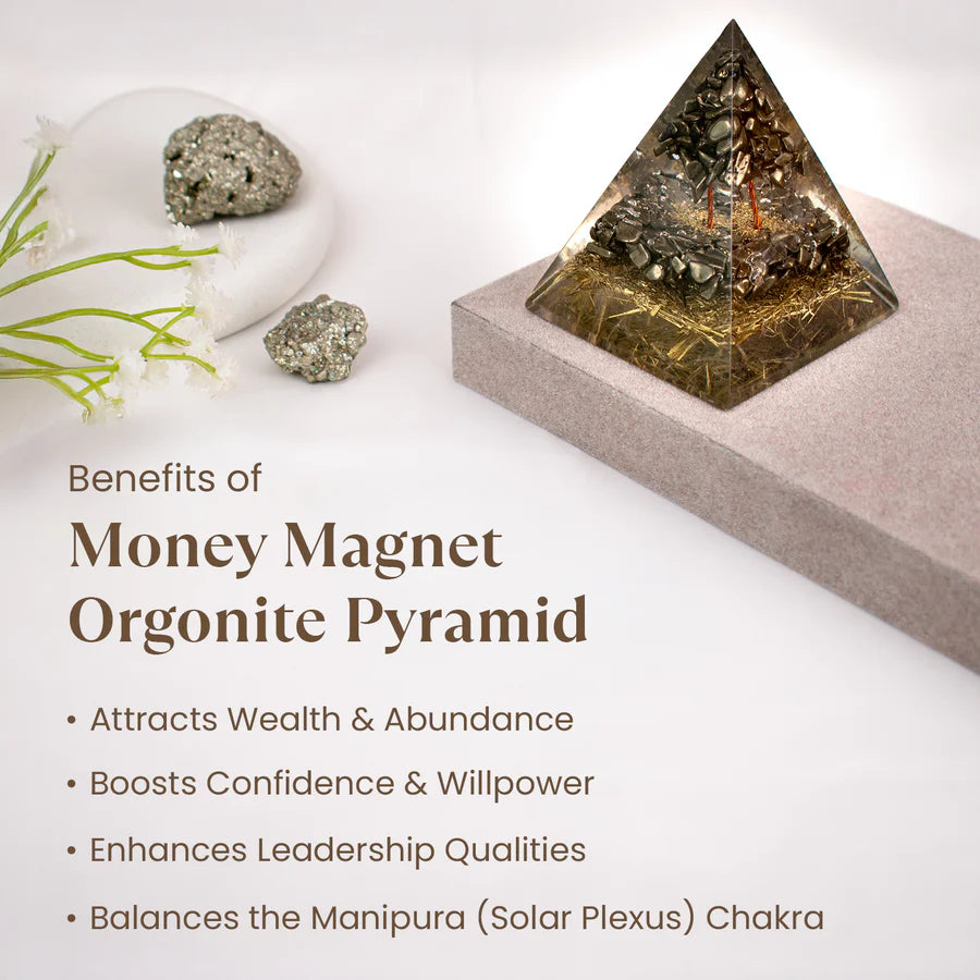 7 Horses on Raw Pyrite Frame with FREE Money Magnet Pyramid