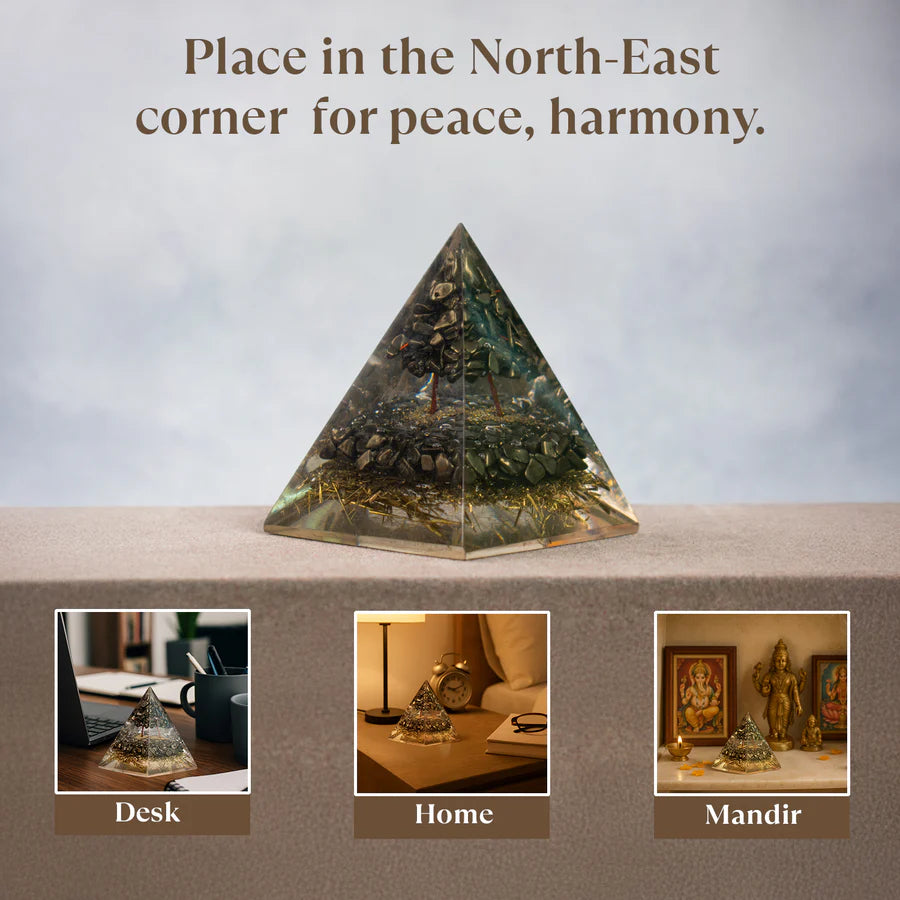 7 Horses on Raw Pyrite Frame with FREE Money Magnet Pyramid