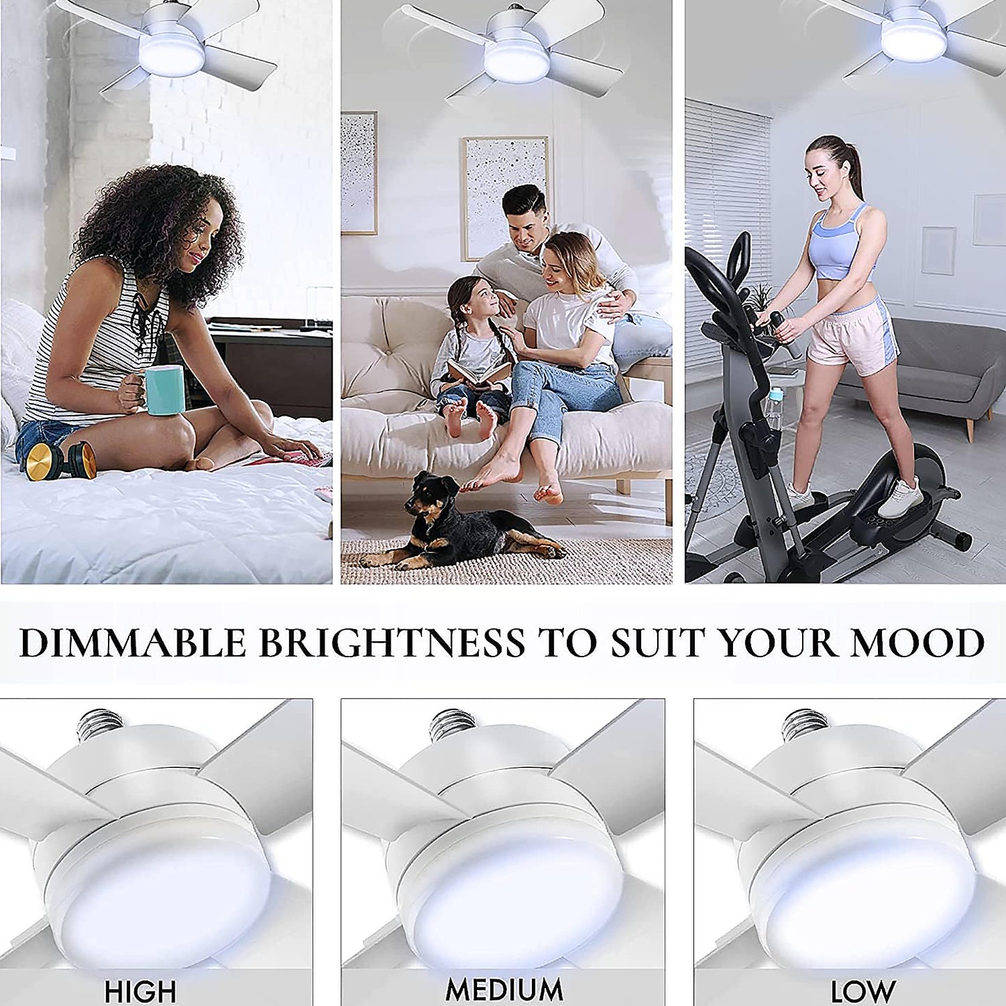 17845 Socket Fan Light Original - Cool Light Led Ceiling Fans With Lights And Remote Control Replacement For Lightbulb - Bedroom Kitchen Living Room1000 Lumens 5000 Kelvins Cool Leds (Remote Battery Not Included) - Springkart 