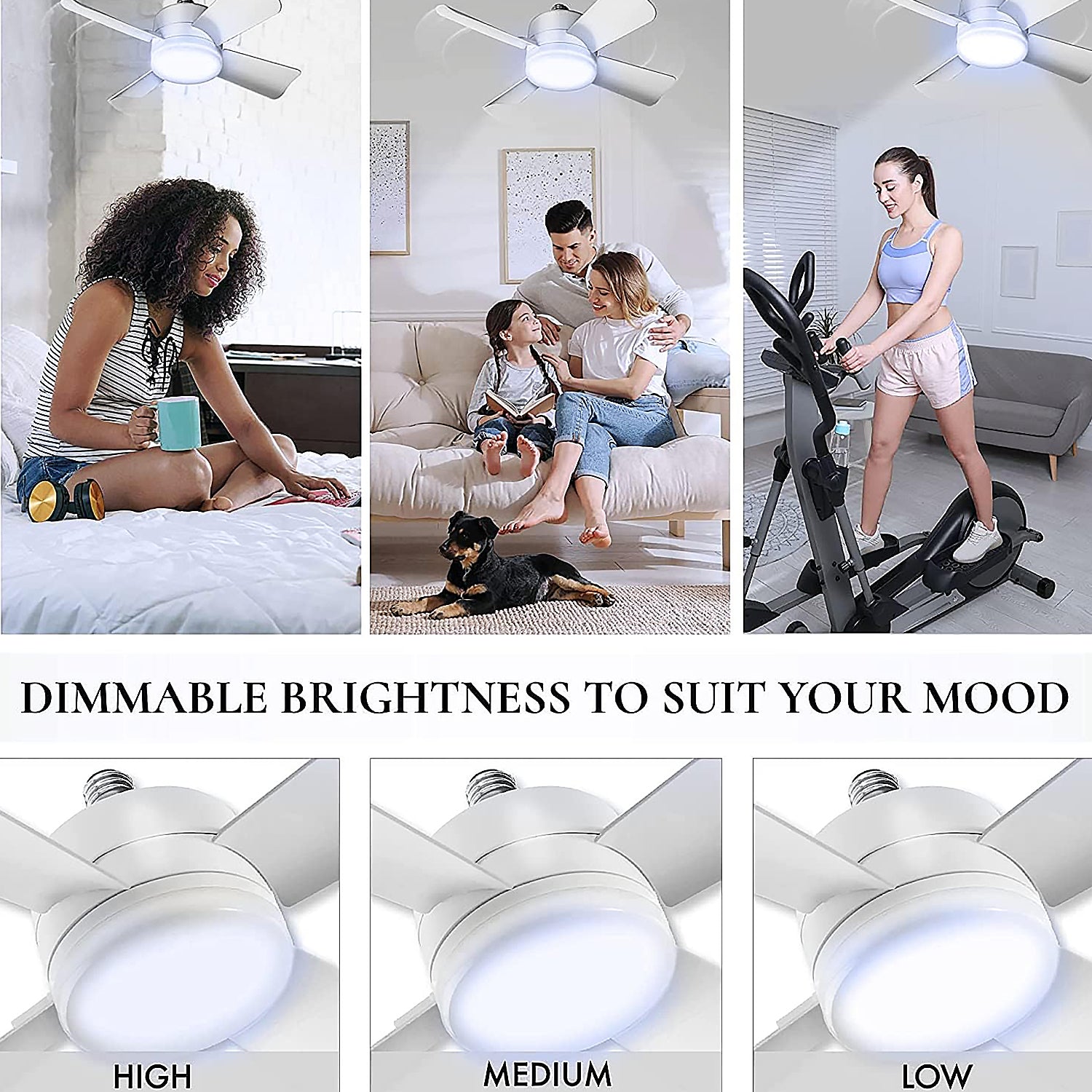 17845 Socket Fan Light Original - Cool Light Led Ceiling Fans With Lights And Remote Control Replacement For Lightbulb - Bedroom Kitchen Living Room1000 Lumens 5000 Kelvins Cool Leds (Remote Battery Not Included) - Springkart 