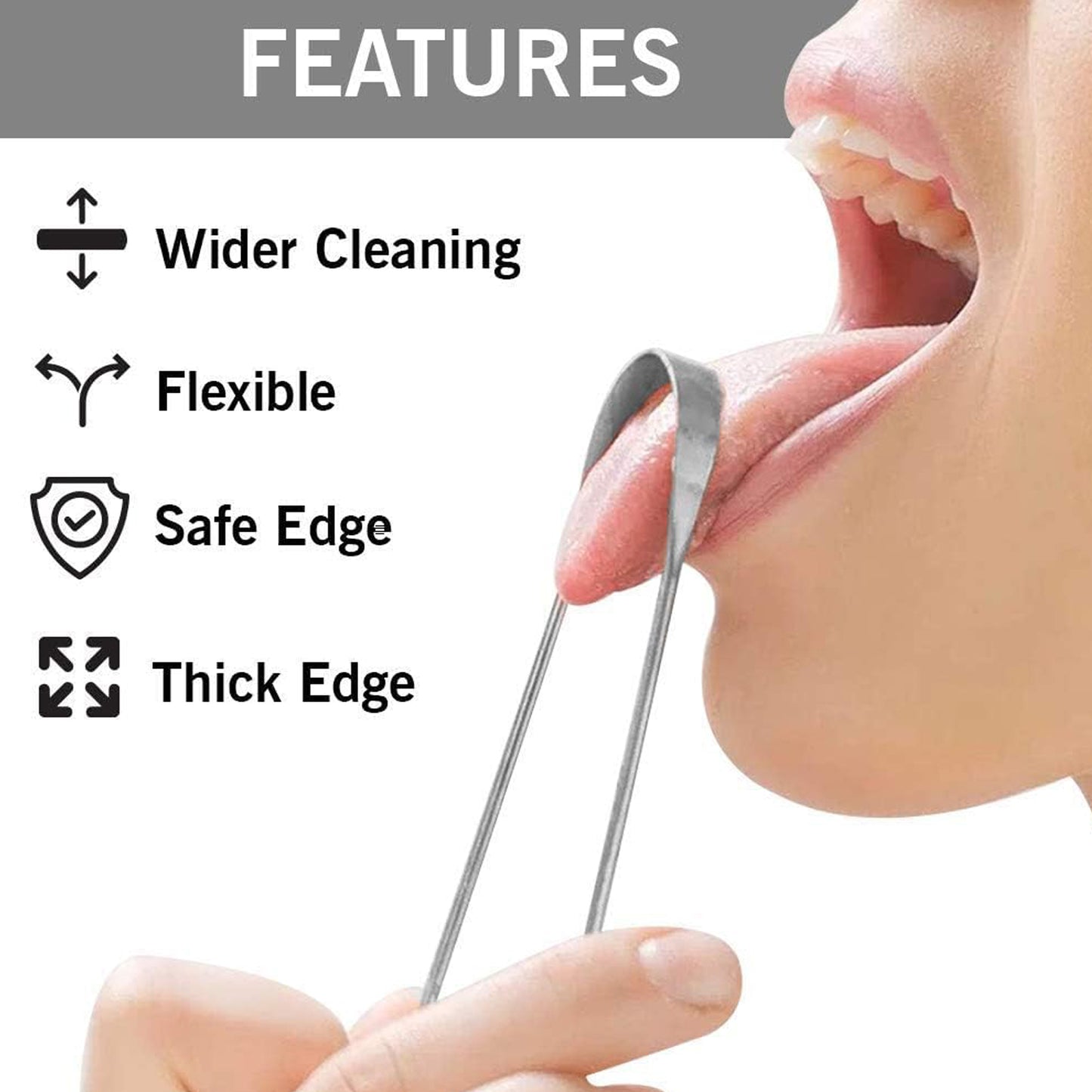 Tongue Cleaner For Kids Adults Tongue Scraper For Bad Breath Maintain Oral Hygiene For Daily Use For Fresh Breath Bacteria Removal Improved Taste (Steel Copper Tongue Cleaner 1 Pc) - Springkart 