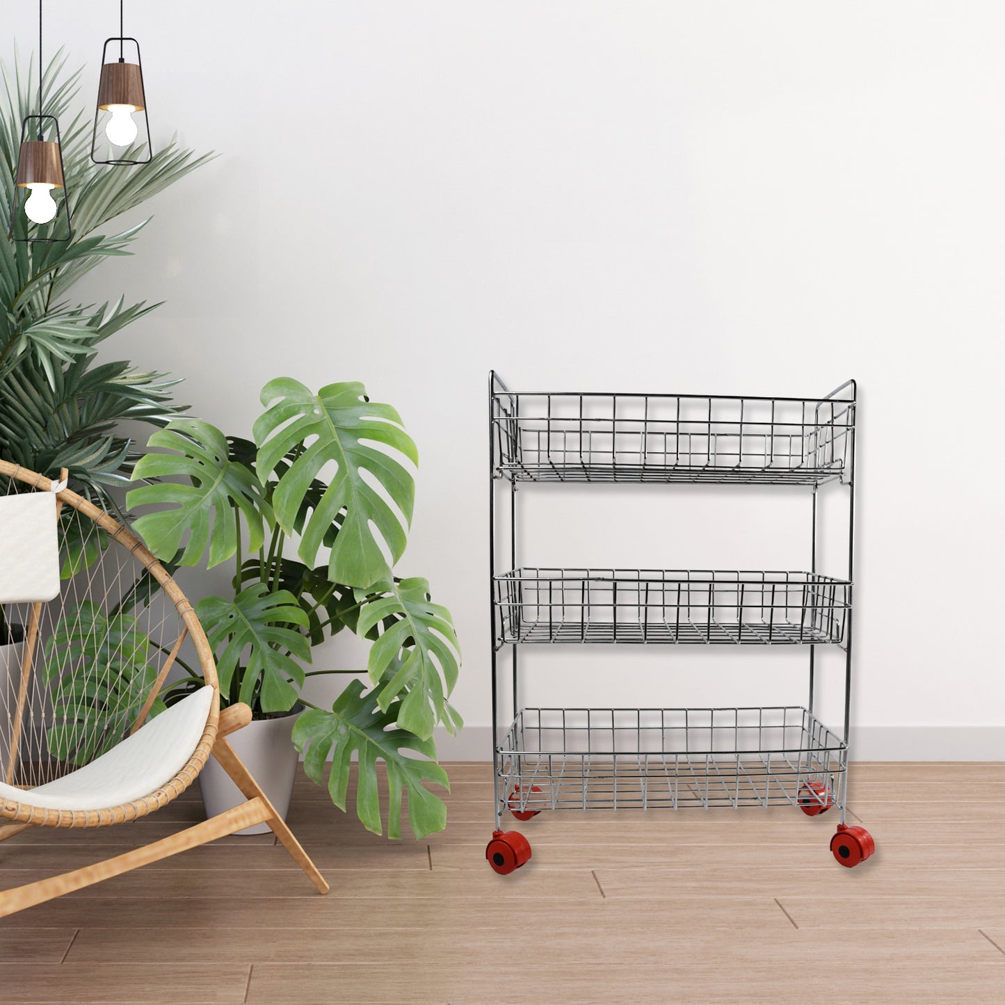 5360 Stainless Steel Fruit Vegetable Stand Kitchen Trolley 3 Tier Kitchen Trolley Fruit Basket Vegetable Stand For Storage Onion Potato Rack For Kitchen Vegetable Rack For Kitchen - Springkart 