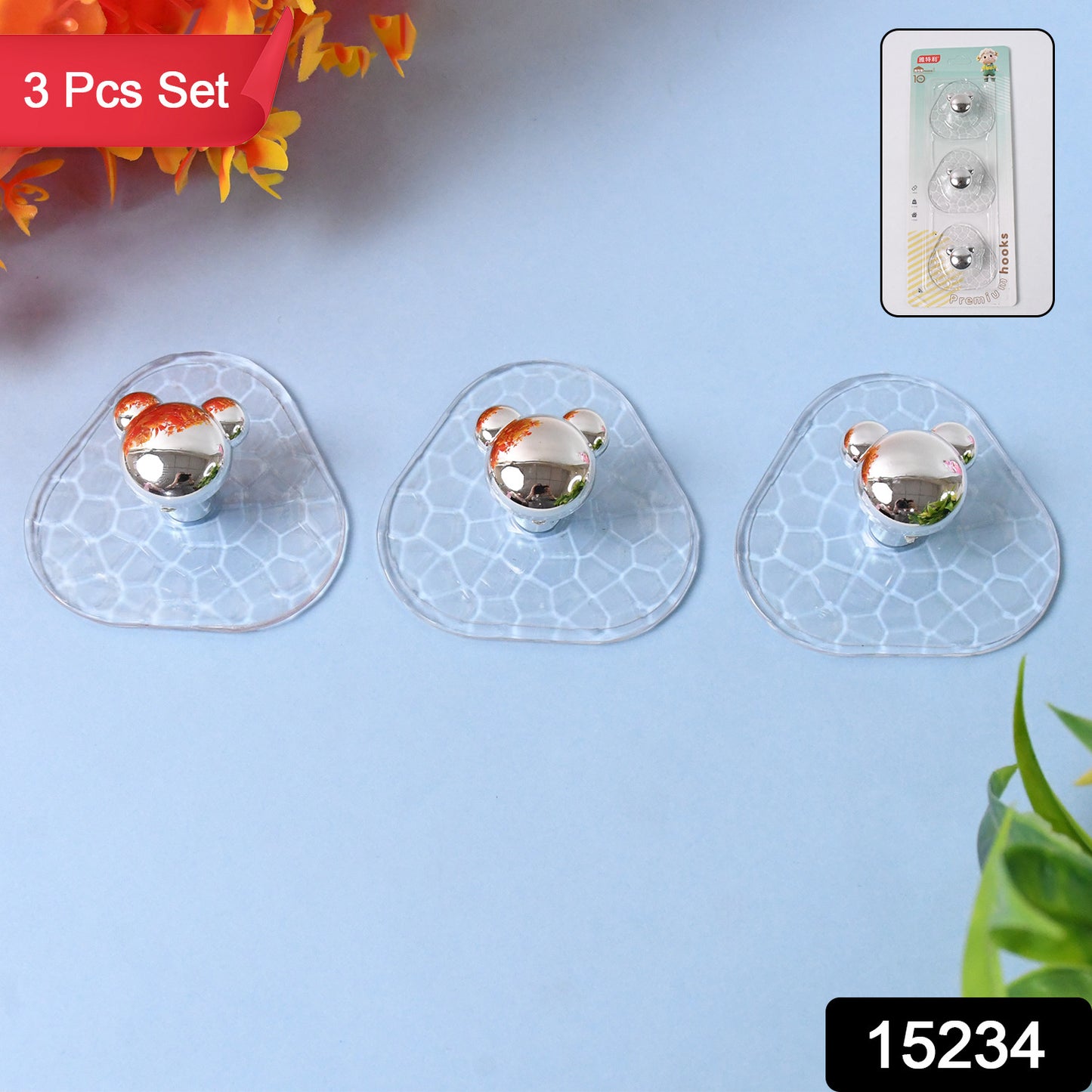 All-plastic Adhesive Wall Hooks - Strong No Damage Easy To Install (3 Pc Set) - Springkart 