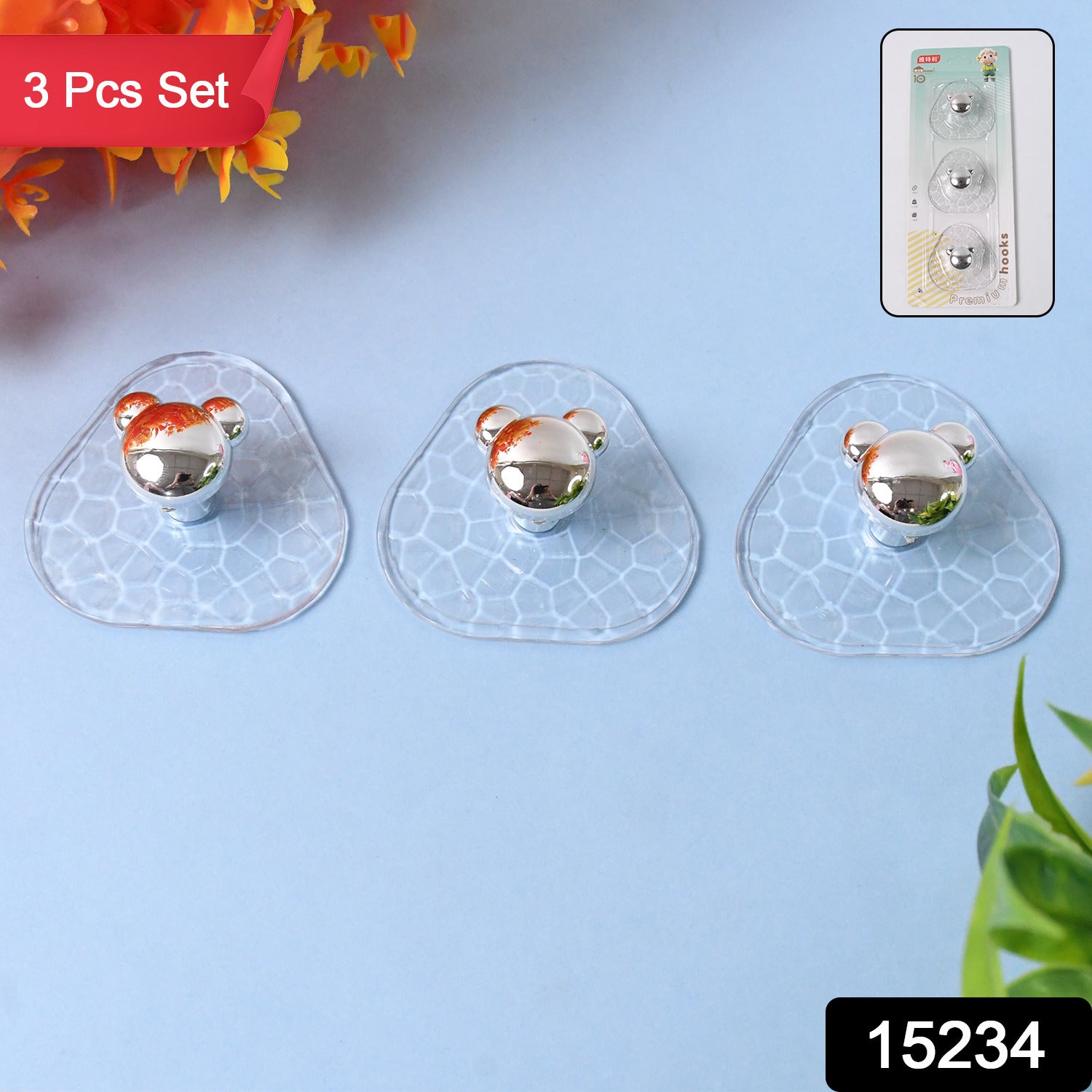 All-plastic Adhesive Wall Hooks - Strong No Damage Easy To Install (3 Pc Set) - Springkart 