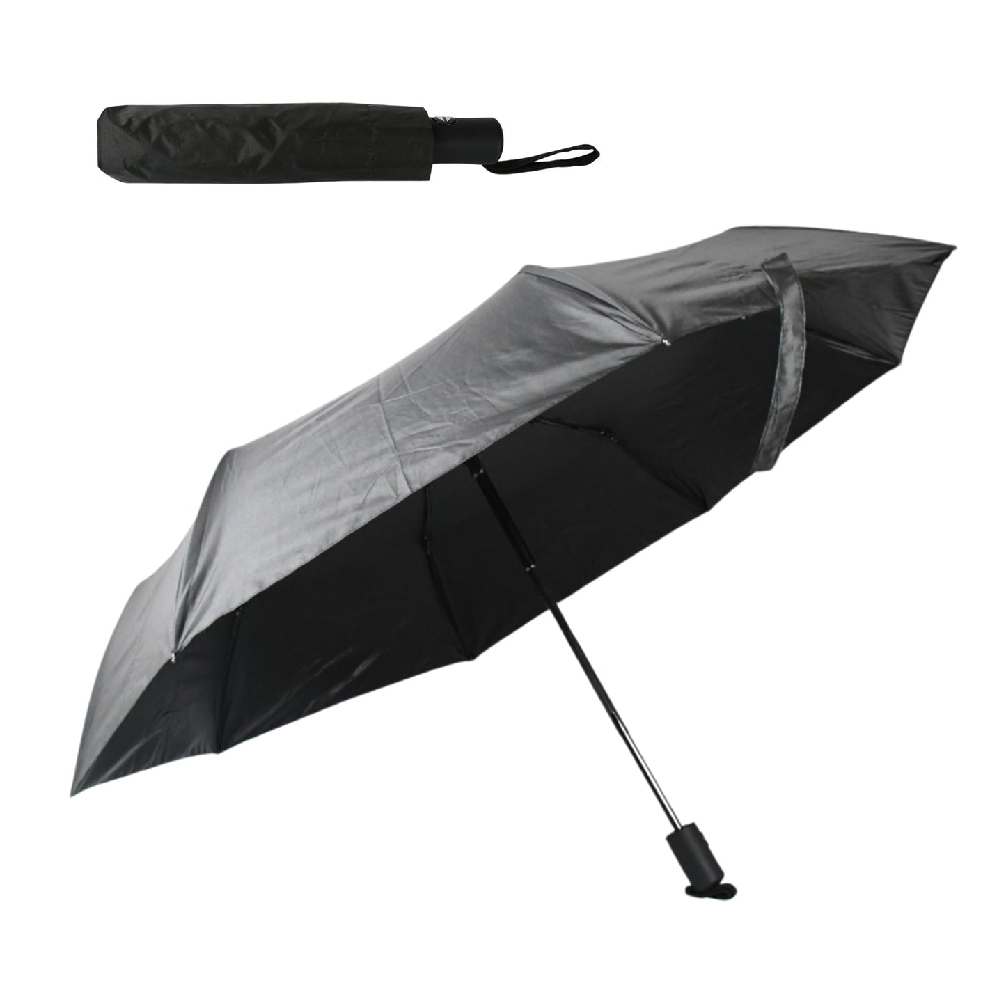 12744 2 Fold Manual Open Umbrella Windproof Sunproof Rainproof With Sturdy Steel Shaft Wrist Straps Easy To Hold Carry Umbrella For Women Men Kids - Springkart 