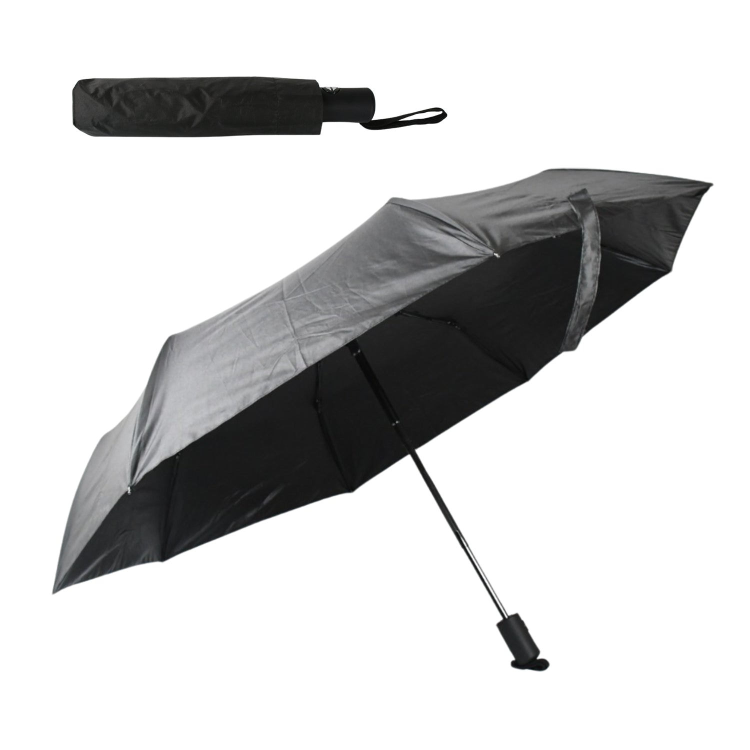 12744 2 Fold Manual Open Umbrella Windproof Sunproof Rainproof With Sturdy Steel Shaft Wrist Straps Easy To Hold Carry Umbrella For Women Men Kids - Springkart 