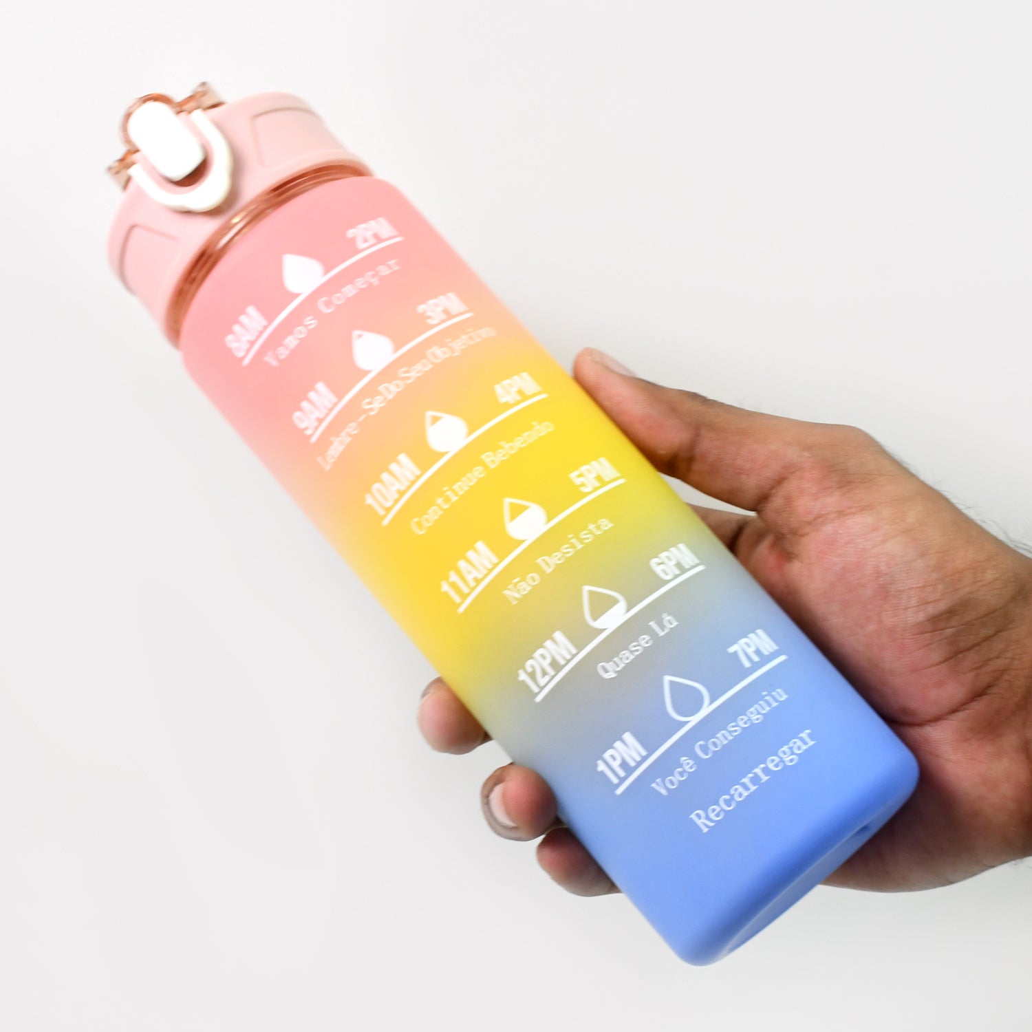Plastic Colorful Motivational Water Bottle With Straw (900 Ml) - Springkart 