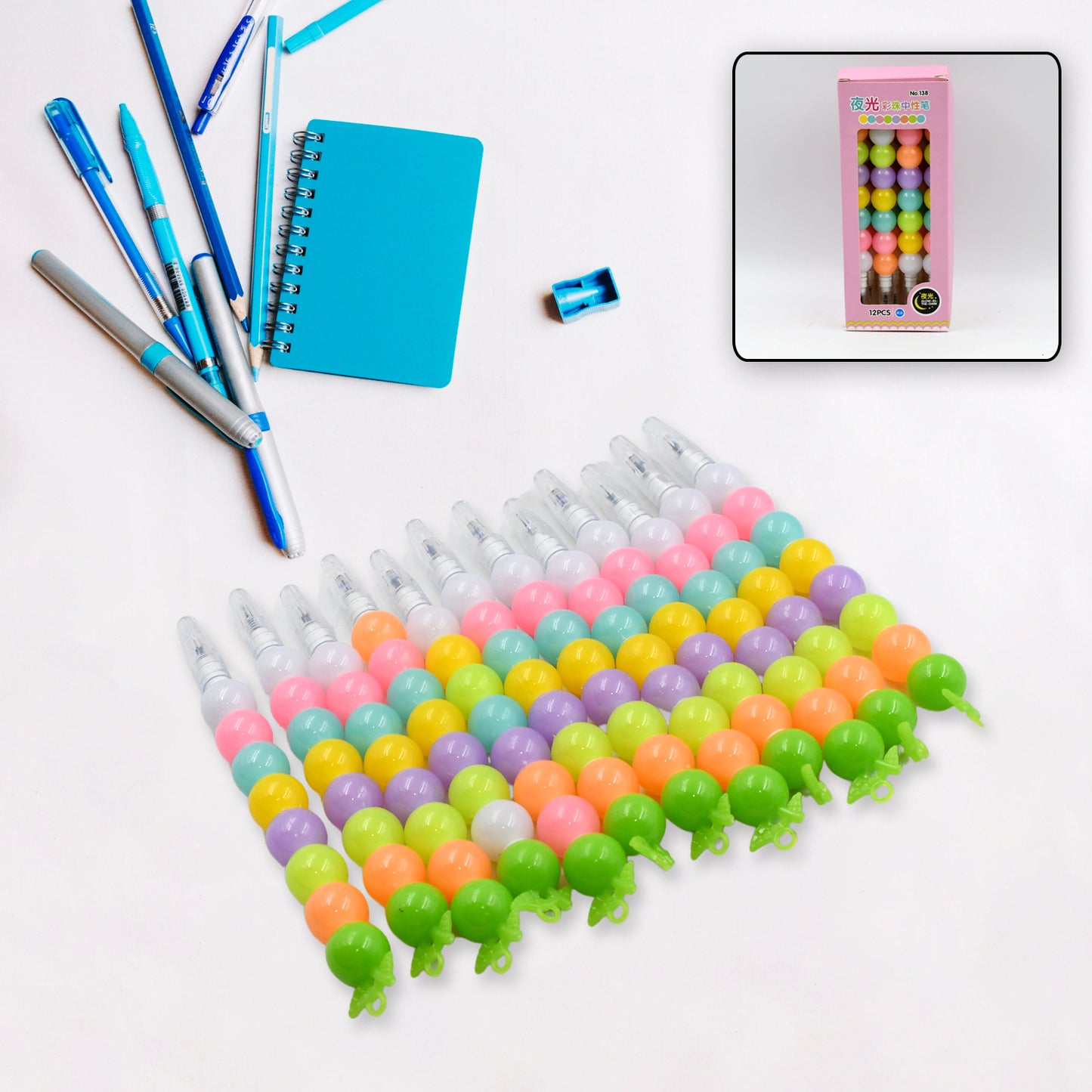 4572 Stylish Pearls Pen Plastic Moti Non-sharpening Design Pen Multicolor Pearls Moti Gel Pen Fancy Designer Attractive Gel Pen For Kids Pack Of (12 Pc Set ) - Springkart 